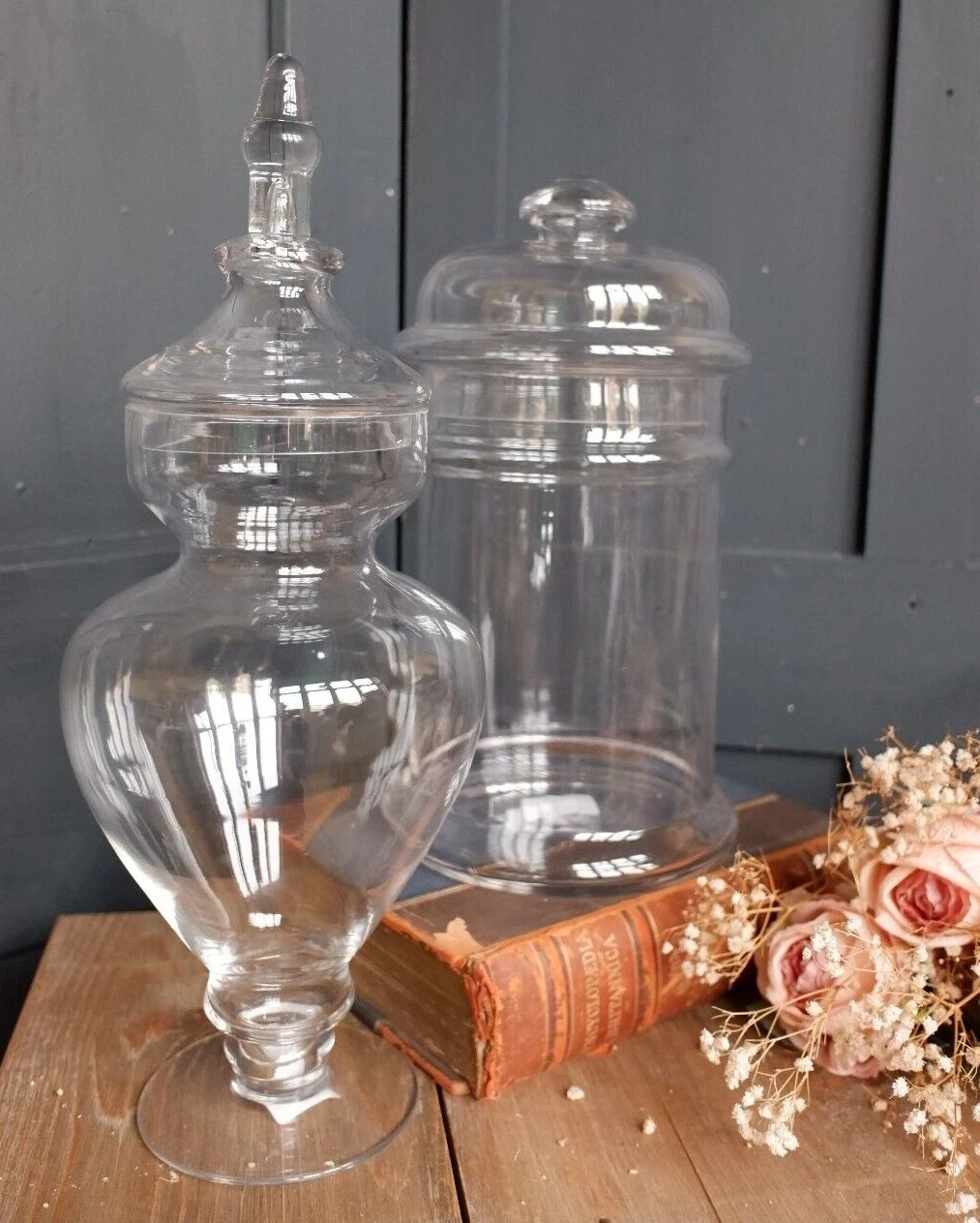 New Tall Shaped French Clear Glass Apothecary Decorative Storage Jar w/Lid
Opens in a new window or 
