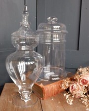 New Tall Shaped French Clear Glass Apothecary Decorative Storage Jar w/Lid