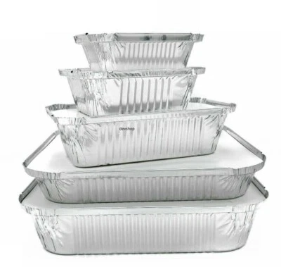 MAJESTIC 50 x Takeaway Foil Containers Box with Lids Home Takeaway Foil Trays 5 SIZES MP
