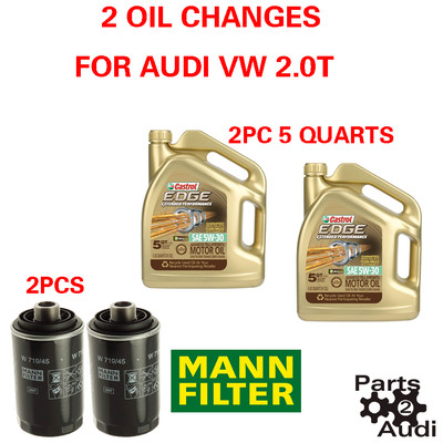 Oil Filter, Engine Oil Castrol Edge 5W-30 Synthetic For Audi VW 2.0L  MANN OEM