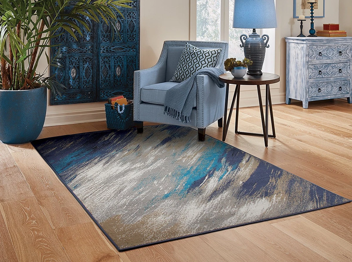 Contemporary Area Rugs 8x10 Blue Gray Living Room Rugs 5x7 Door Mats 2x3  Carpet