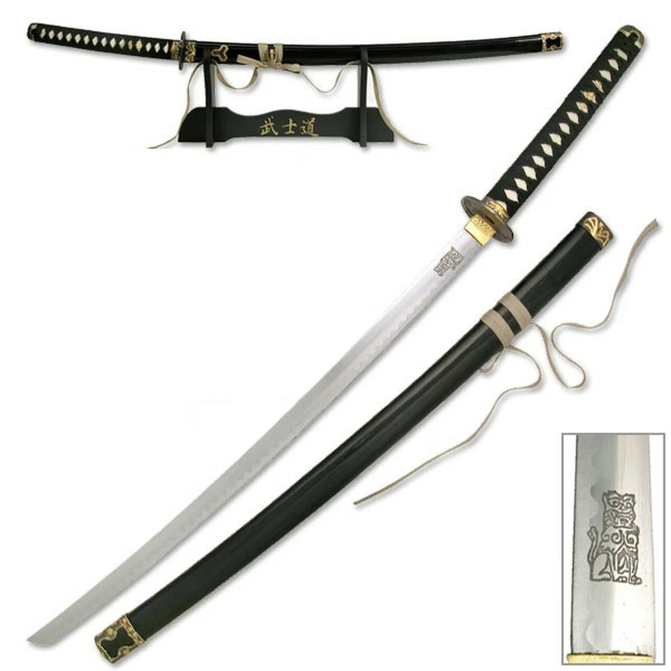 KNIFEKING Kill Bill Bride's Sword Replica Movie Katana Lion Engraved Blade w Display Stand