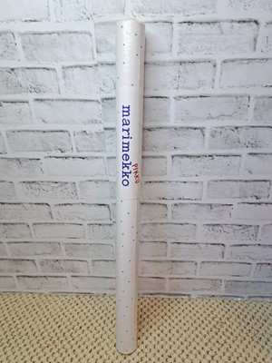 VTG Marimekko Pikku Wallpaper Double Roll White Blue Polka Dot 60 Sq Ft 27''x9 Yd