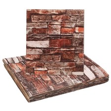 20pcs 3D Wall Panels Peel and Stick 13.8"x15.2" Brick Design, Rock Orange