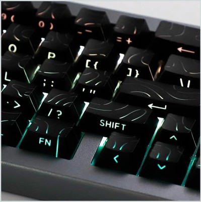 Contour Line Black Keycaps Full Set 97 Keys Side-lit Shine Through Mx Keyboard