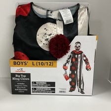 Celebrate Big Top Bling Clown Boys Costume Large 10/12 Scary Evil Halloween New