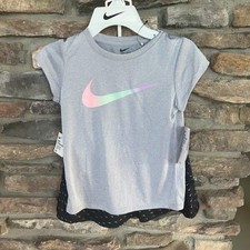 NIKE GIRLS Essential NEW 2Pc Outfit Set Top Skort Set Black Silver 6X NWT