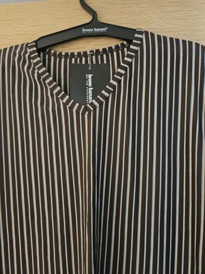 Bruno Banani V Neck T-Shirt / Top - Brown Stripes - Size Large - NWT - Fairness