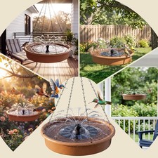 12 Inch Hanging Bird Bath with Solar Fountain Bird Basin for Drinking & Feeding