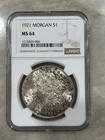 1921 U.S. Morgan Silver Dollar - NGC MS64 - the Final Year