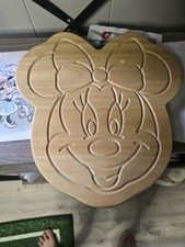 Disney Minnie Mouse Wooden Cheese Cutting Board Serving Tray Very Used