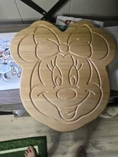 Disney Minnie Mouse Wooden Cheese Cutting Board Serving Tray Very Used 