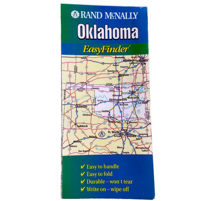 Rand McNally Easy Finder Laminated Map Oklahoma 2000 Durable 16 x18  Fold Write