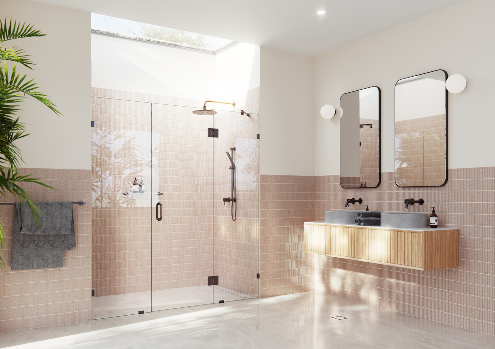 Glass Warehouse GHF-65 Stellar 78x65 Bronze Hinged Frameless Shower Door