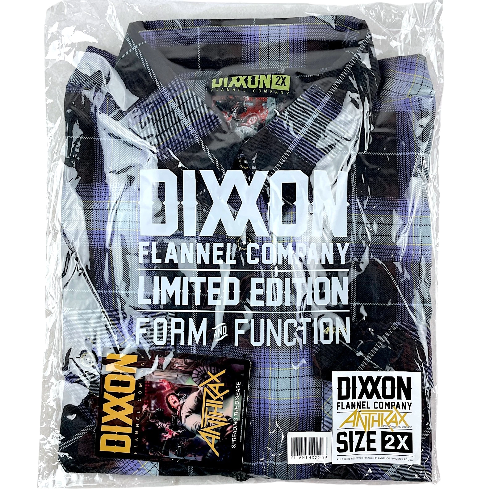 Dixxon Flannel x Anthrax Spreading the Disease Men's 2XL XXL Plaid Button Shirt
Opens in a new windo