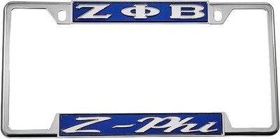 Zeta Phi/&Phi; Beta Z-Phi License Plate Frame [Decal Visible Frame - Blue/Sil...
