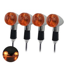 4pcs Motorcycle Universal Turn Signals Chrome Bullet Front Rear Lights