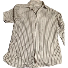 VINTAGE Sears Roebuck Button Up Shirt Men's 16.5 32/33 Blue Stripe Cotton Blend