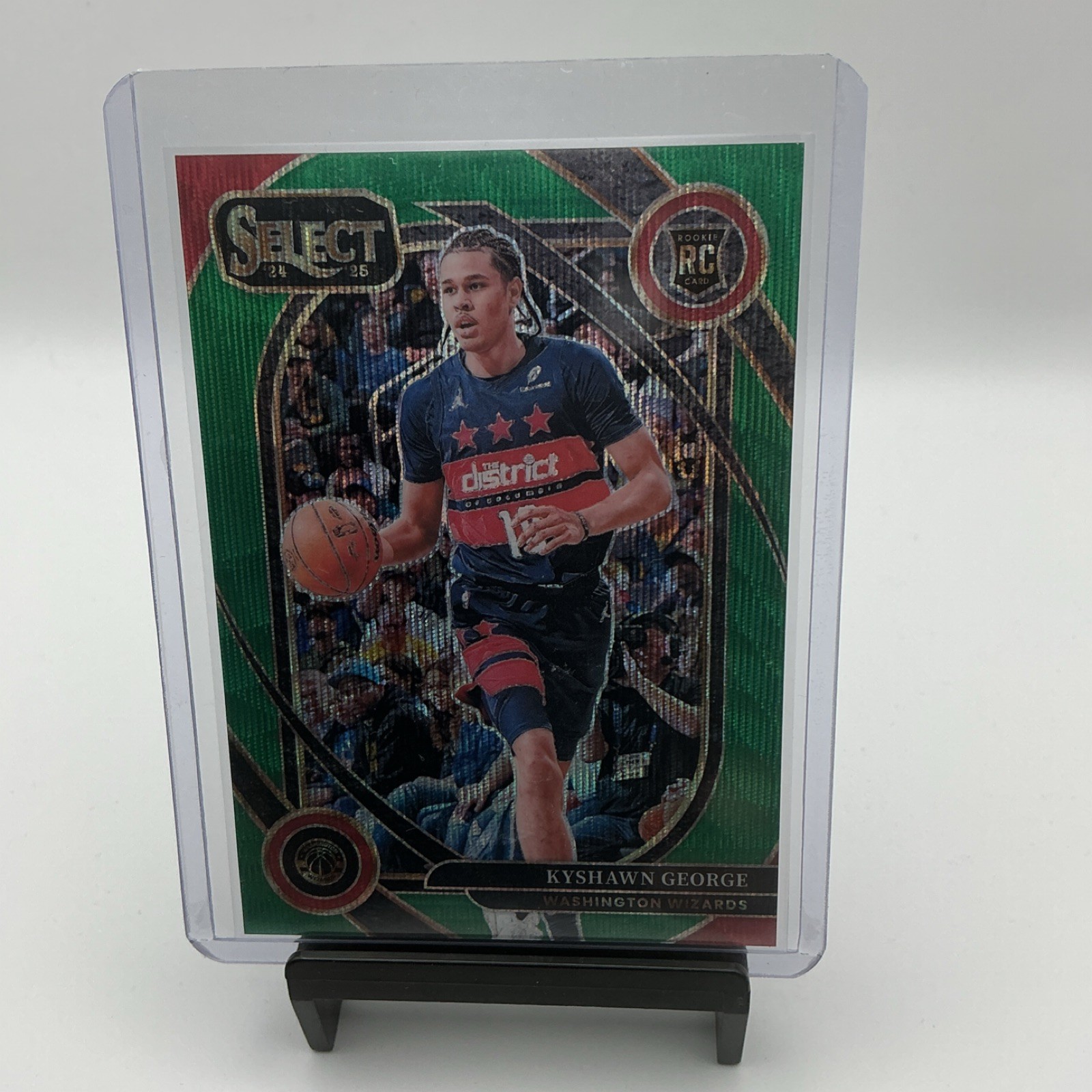 2024-25 Panini Select Courtside Kyshawn George #285 Green Wave /50 RC Wizards