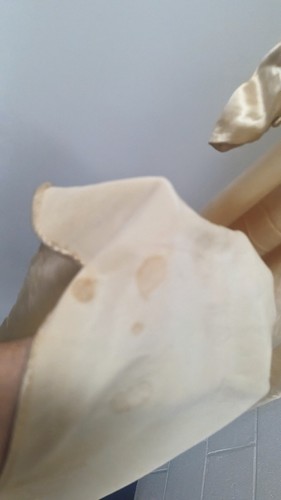 Elegant Antique SILK SATIN Champagne WEDDING ? DRESS , TRAINED Ivory 1920s Vtg - Picture 9 of 13