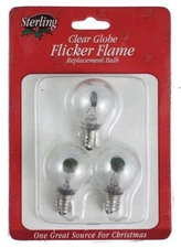 1pc Sterling Clear Globe Flicker Flame Replacement Bulb 3pk