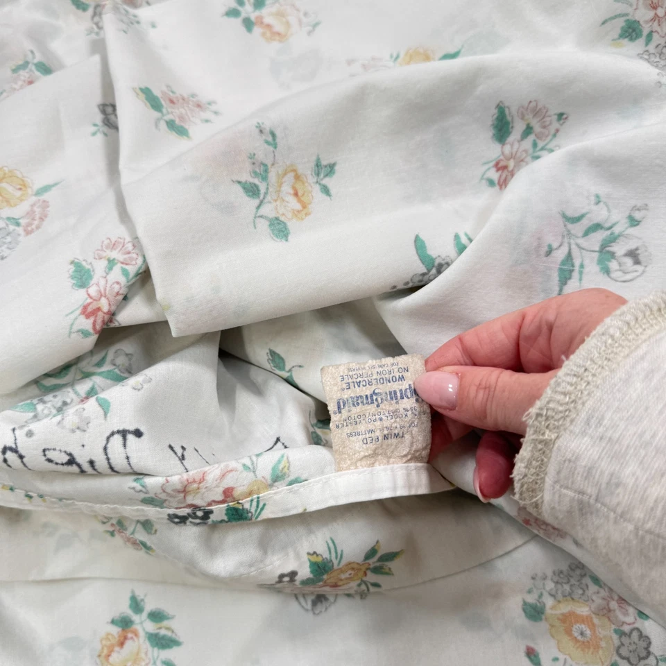vintage springmaid flat sheet yellow floral blend percale usa y2k 90s - Image 3 of 4