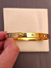 Goldfarbener Armreif Armband oval mit mehrfar...