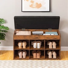 HOOBRO Shoe Storage Bench Entryway Bench with Flip-Open Storage Box Shoe Rack