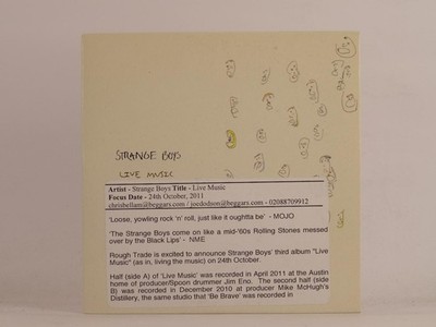 STRANGE BOYS LIVE MUSIC (516) 14 Track Promo CD Album including Card Sleeve ROUG