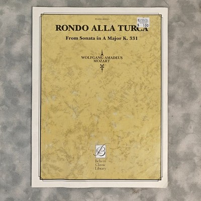 2003 Mozart Rondo Alla Turca Piano Solo Belwin Classic Library Sheet Music K.331