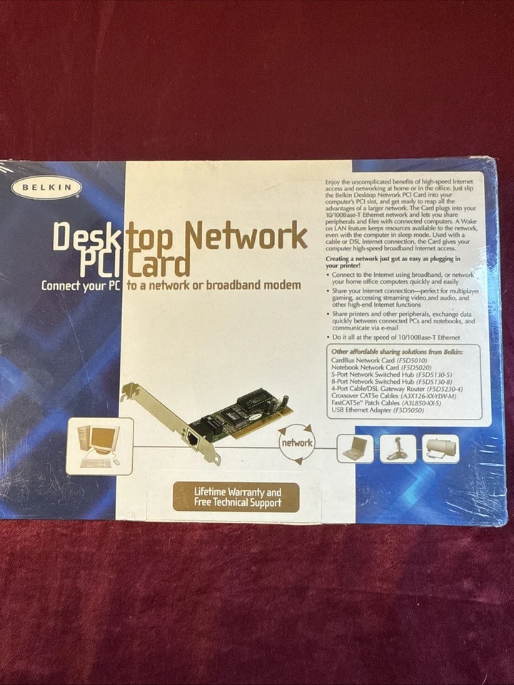 Belkin Desktop Network 32 Bit PCI Card 10/100BT Ethernet F5D5000 Sealed in Box - Image 2 of 4