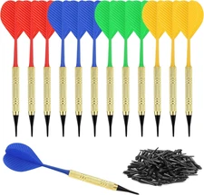 12 Soft Tip Darts, Bar Dart, Plastic Tip Darts Set, Attach Extra 100 Black 2BA R