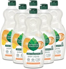 Seventh Generation Dish Liquid Soap Clementine Zest Lemongrass Pack of 6 Dishwas