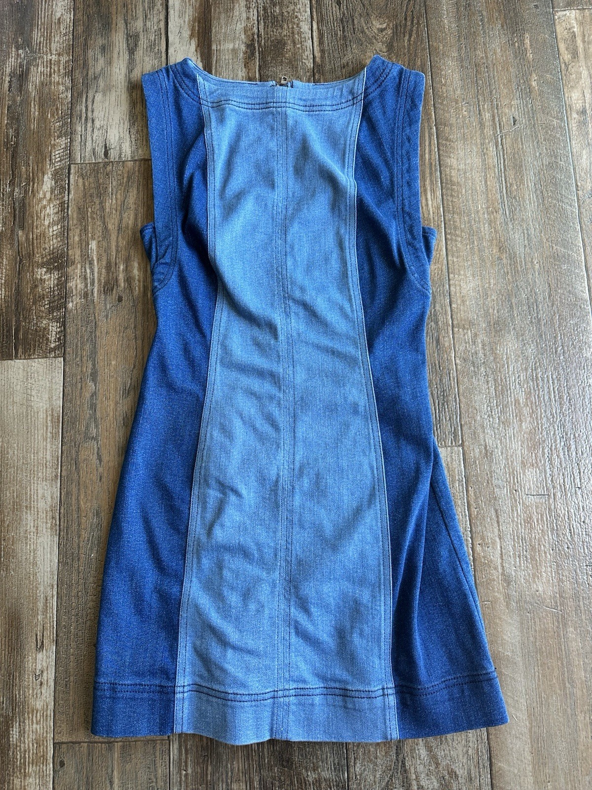 Anthropologie Pilcro Kendall Sleeveless Two Tone Mini Denim Fitted Dress Size 4
