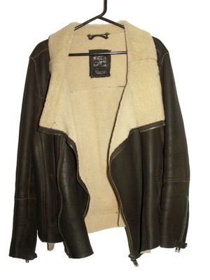 Herren All Saints JUT SHEARLING Leder Lammfell Fliegerjacke XL (ref58)