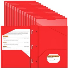 36 Pcs Plastic Folder with Clear Front Pocket and 3 Prong Plastic Folders wit...