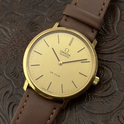 Vintage 1977 Omega De Ville Quartz - Gold Dial - Ref 191.0044 - Men s Watch
