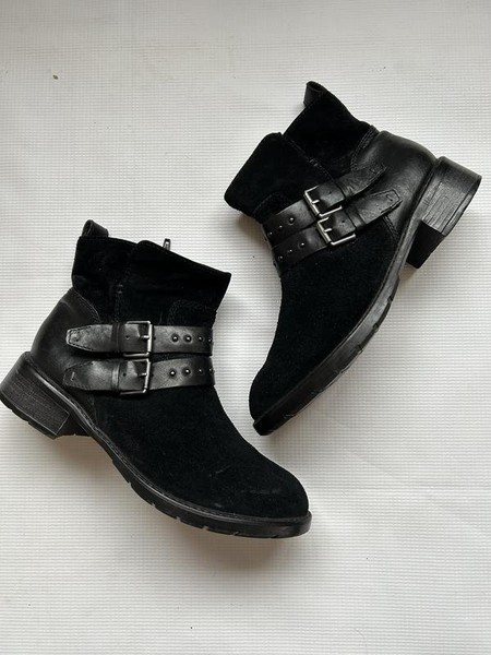 Women Clarks Boots Black Suede 37 #1Q1Z