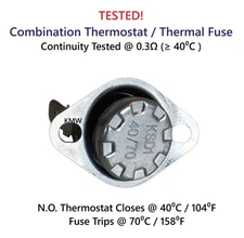 GE Frigidaire Microwave N.O. THERMOSTAT THERMAL FUSE KSD-40LC 70 KSD1 FT3  40/70