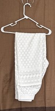 Women Cotton Blend Chikankari Trouser Size-M Color-White L-38in Btm-7in Hip-38