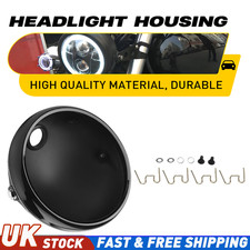 Universal 7" Motorcycle LED Headlight Housing Bucket For Cafe Racer Bobber Black