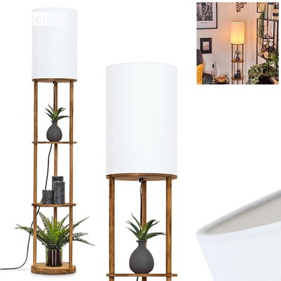 HOFSTEIN Cagliari Stehlampe Holz/Stoff Naturfarben/Weiß Schlafzimmer Stehleuchte