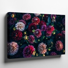 Dense Cluster Of Vividly Colored Dahlias, Ranging From Deep Burgundy To Wall Art