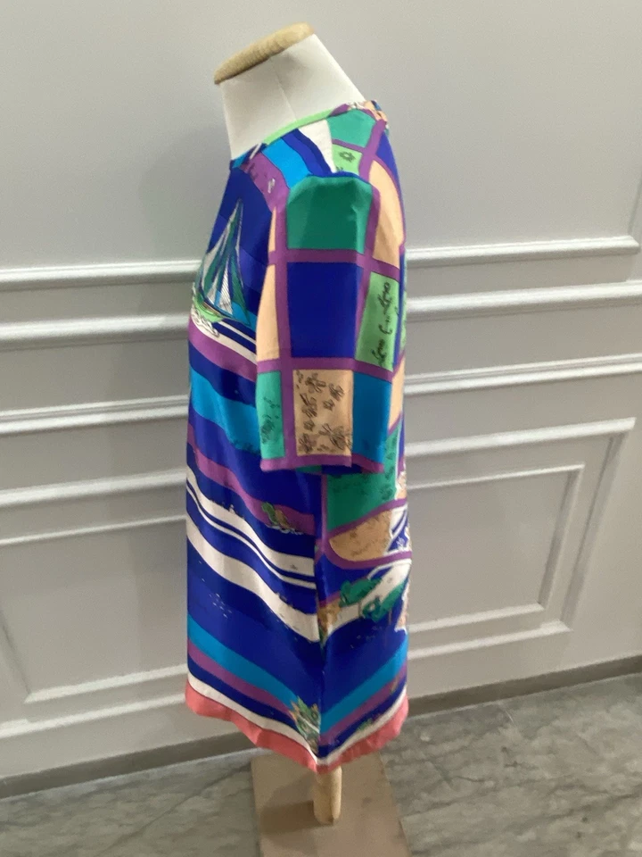 S51# Emilio Pucci Dress XL – Multicolor Nautical Map Print - Image 4 of 4