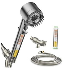 Filtered Shower Head with Handheld, High Pressure Water Flow and Multiple Gray