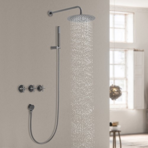 Complete Shower System with Ceramic Valve Core Wall Mounted Stainless Steel USA