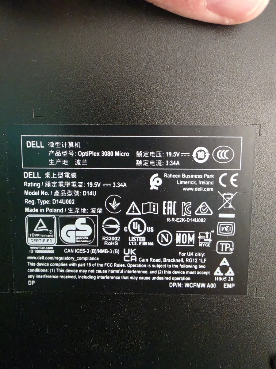Dell OptiPlex 3080 Micro Mini Desktop Intel Core i3-10100 Windows USB 3.0