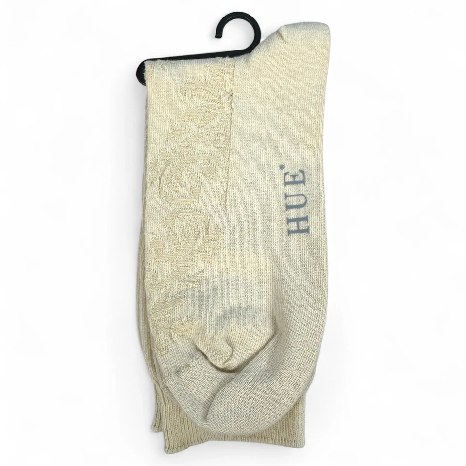 HUE Womens Basic Anklet Socks Ivory Brocade One Size Fits Most - Image 3 of 3