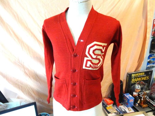 Vintage 50's High School Varsity Letter S Letterman 1950's Sweater Jacket Sz XS