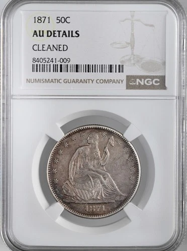 1871-P  50C LIBERTY SEATED HALF DOLLAR NGC AU DETAILS "CLEANED" #8405241-009